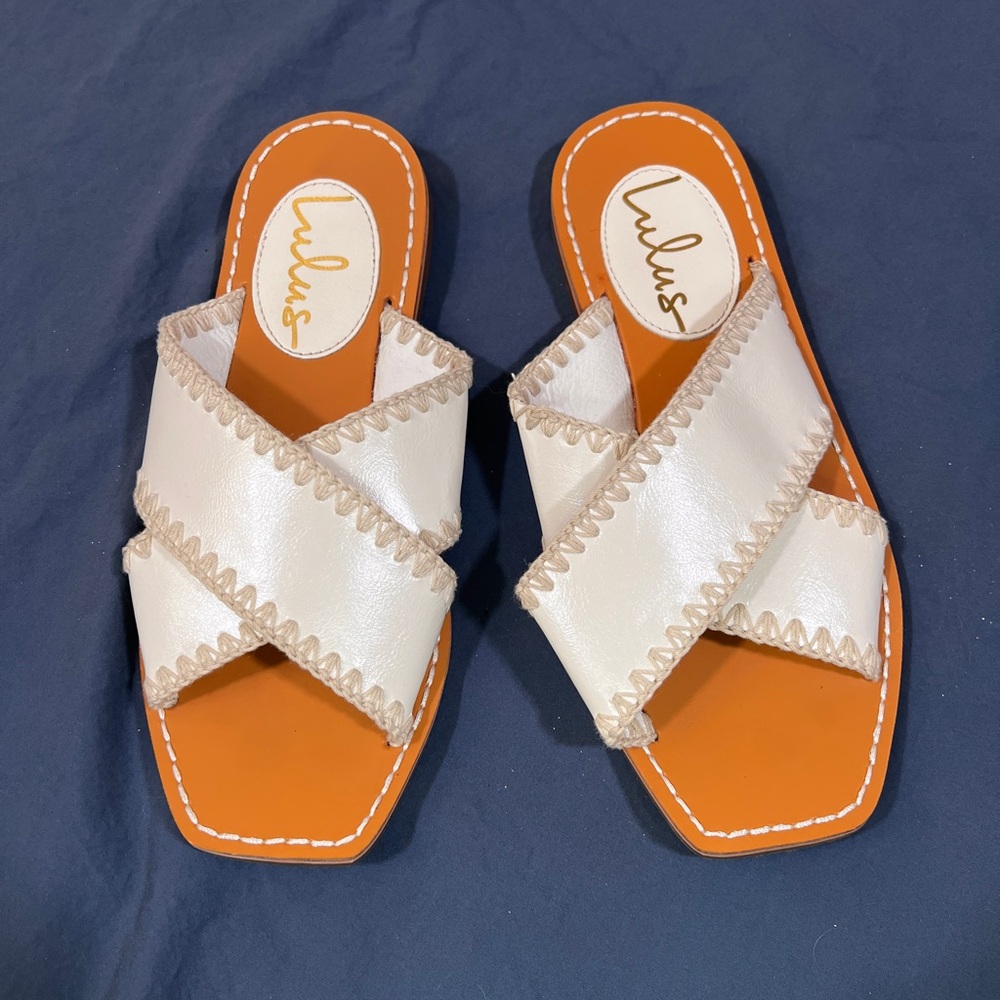 Lulu's Cream Criss-Cross Sandals